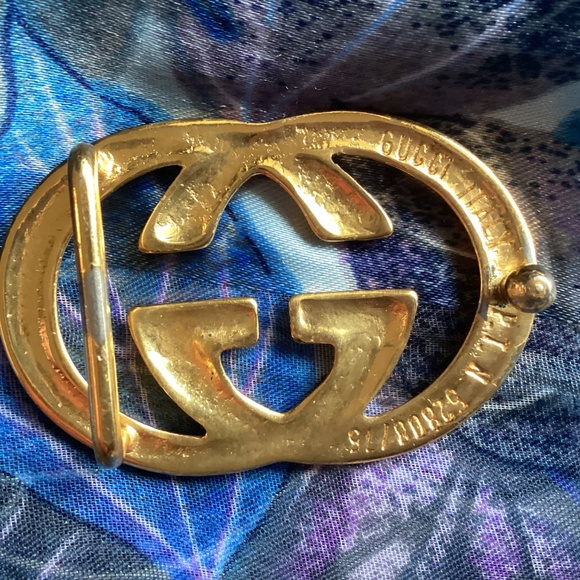 Authentic GUCCI Italy Gold Tone Interlocking GG Belt Buckle